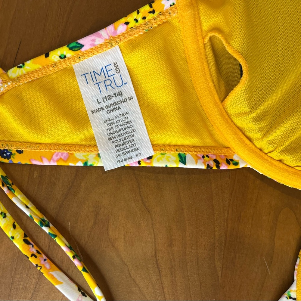 Time and Tru Padded Underwire Bikini Top Yellow L - Picture 6 of 7